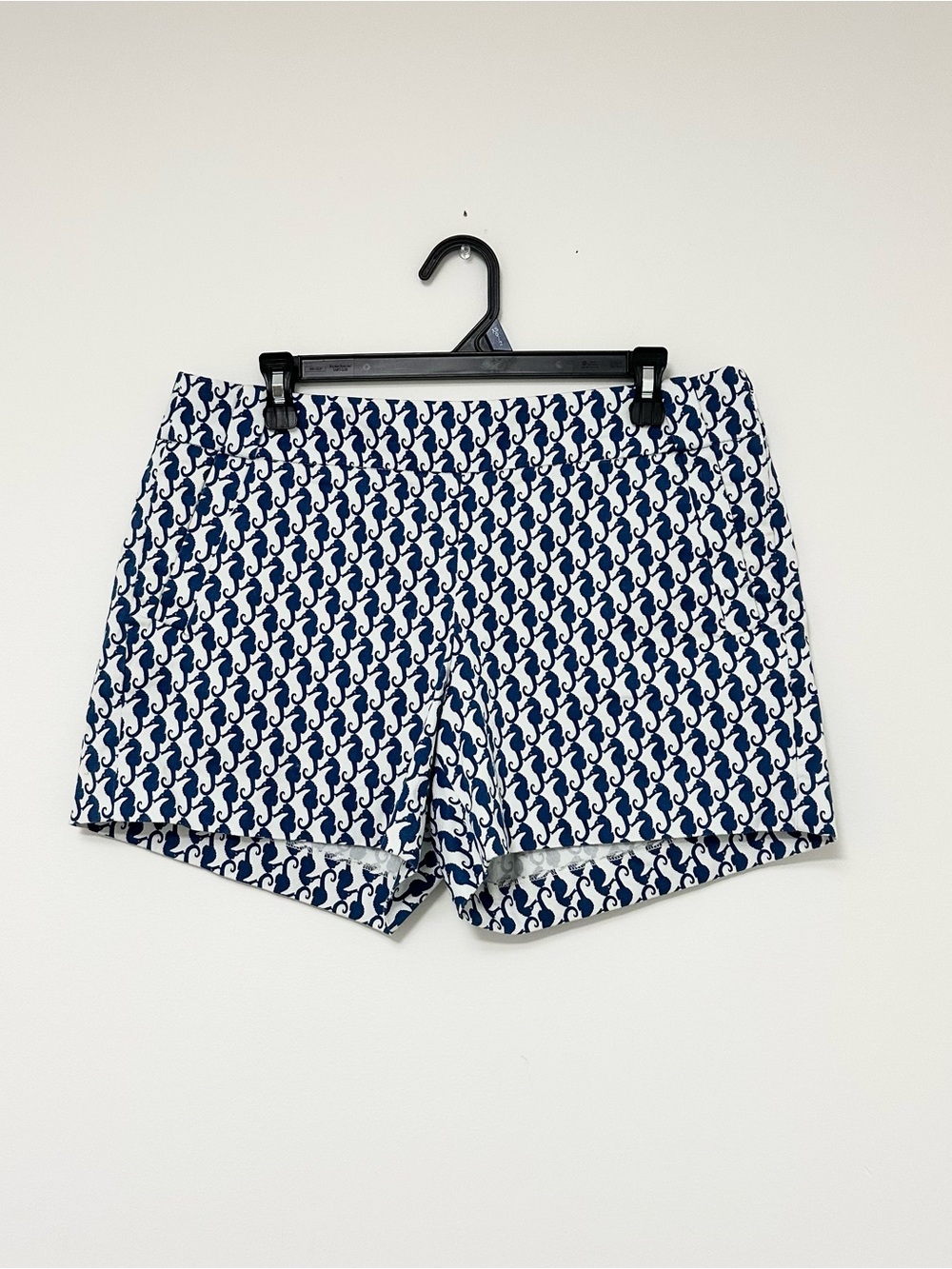 J.Crew Stretch Chino Navy and White All Over Seahorse Print Women’s size 10